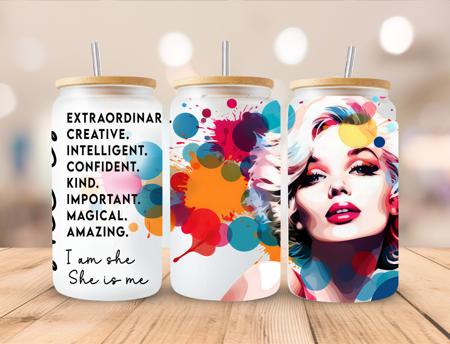 Marilyn Monroe 16oz Glass Can Tumbler