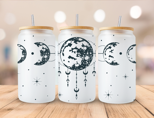 Moon Phase 16oz Glass Can Tumbler