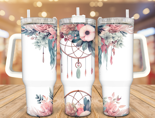 Pastel Floral Dream Catcher 40oz Stainless Steel Tumbler