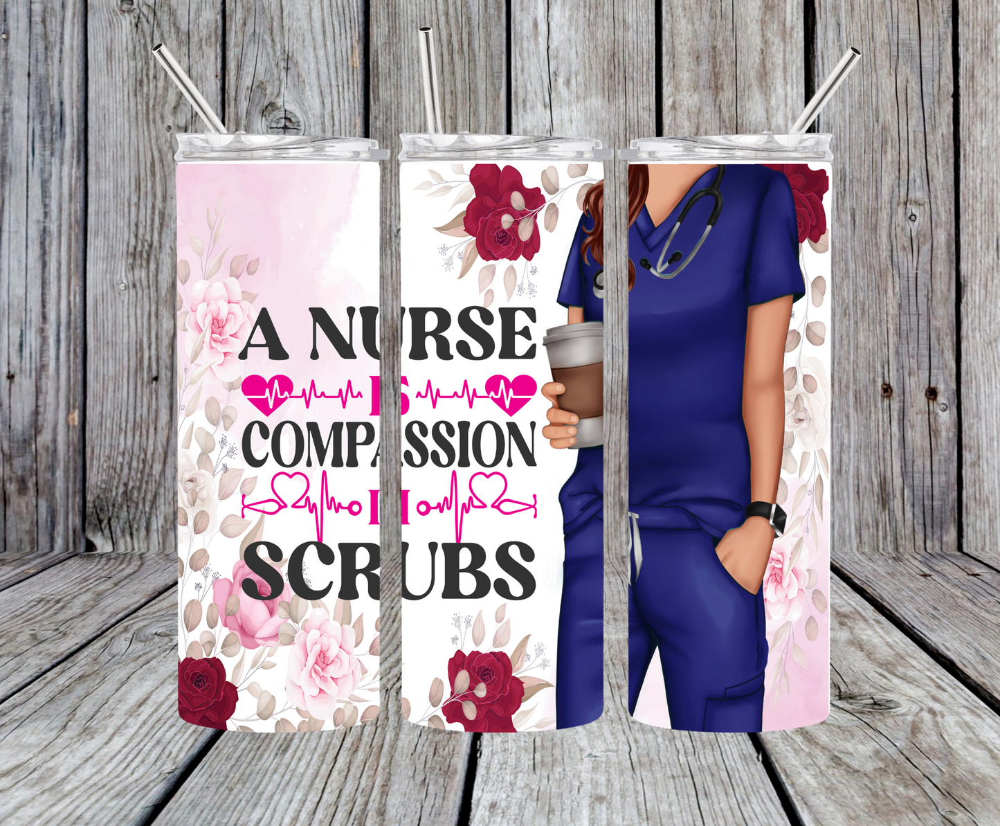 Compassion in Scrubs Nurse Collection 20oz Stainless Steel Tumbler